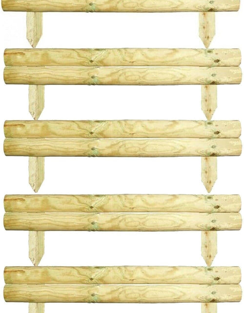 Load image into Gallery viewer, AAMEN 2 Bar Wooden Border Edging,Fixed Picket Fence Edging, Lawn Edging Border, Horizontal Log Roll Border Edging Ideal for Flowerbeds, Small Boundary Fencing(H 14 x W 100 x D 7 cm)
