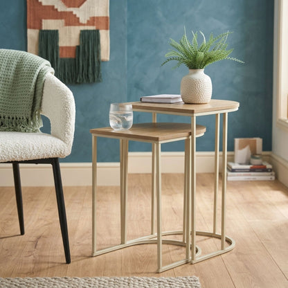 Nest of Tables Oak Effect Coffee and End Tables Space Saving