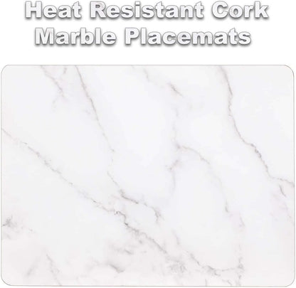AAMEN 8-Piece Heat Resistant Cork Table Mats – Marble Placemats & Coasters Set