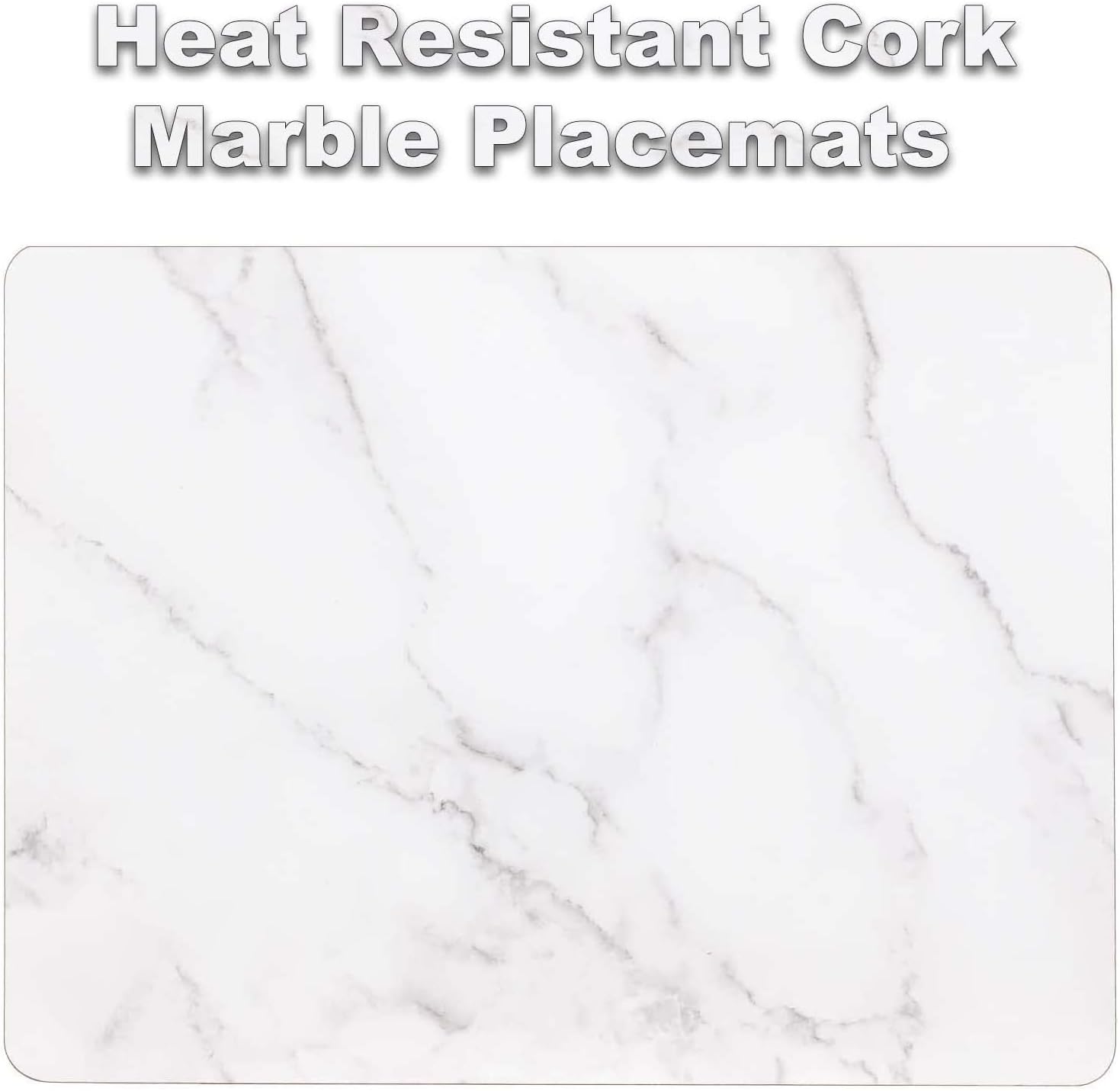 AAMEN 8-Piece Heat Resistant Cork Table Mats – Marble Placemats & Coasters Set