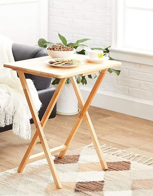 Load image into Gallery viewer, Wooden Folding Snack &amp; Laptop Table – Portable, Multi-Purpose Tray Table for Home &amp; Outdoor Use (Natural Wood Finish, 19.09&quot; x 14.57&quot; x 26&quot;)
