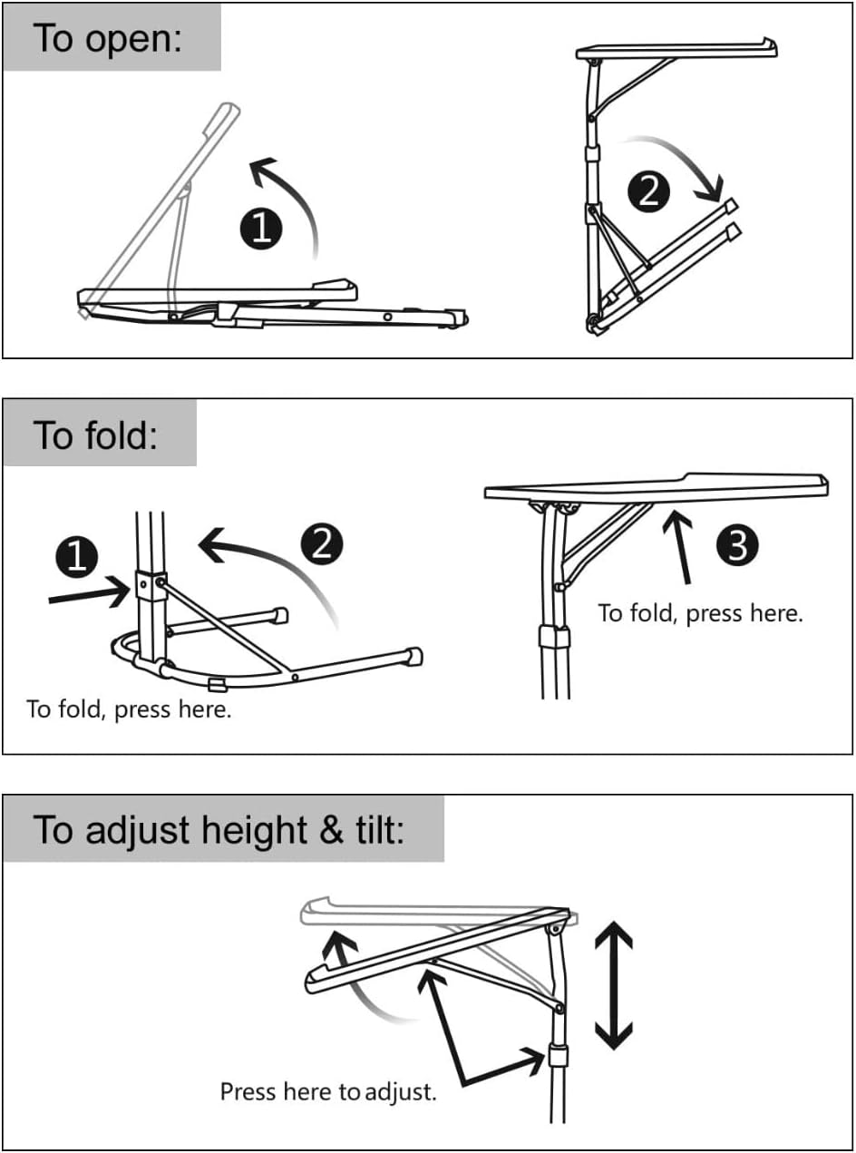 AAMEN Adjustable Folding Laptop Table – Tilt Angle, Height Adjustable, Lightweight & Portable Desk