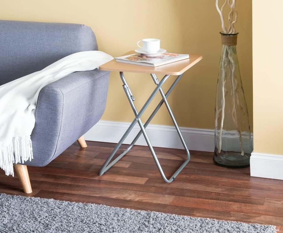 Wooden Folding Snack & Laptop Table – Portable, Multi-Purpose Tray Table for Home & Outdoor Use (Natural Wood Finish, 19.09" x 14.57" x 26")