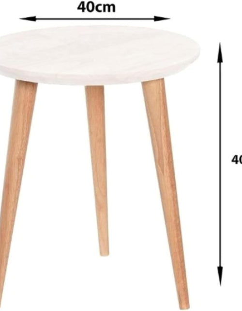 Load image into Gallery viewer, AAMEN Modern Scandinavian Round Coffee Table – 40cm White Top with Bamboo Legs
