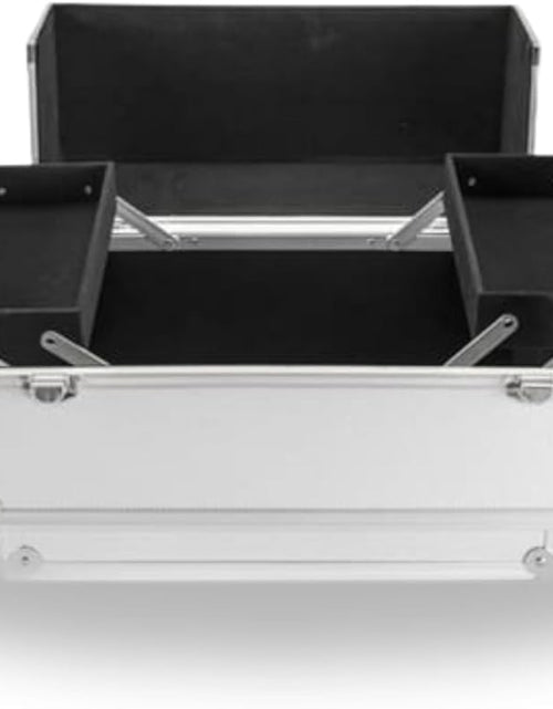 Load image into Gallery viewer, AAMEN Large Silver Aluminium Makeup Case – Lockable Cosmetic &amp; Jewellery Organizer, Multi-Use Storage Box

