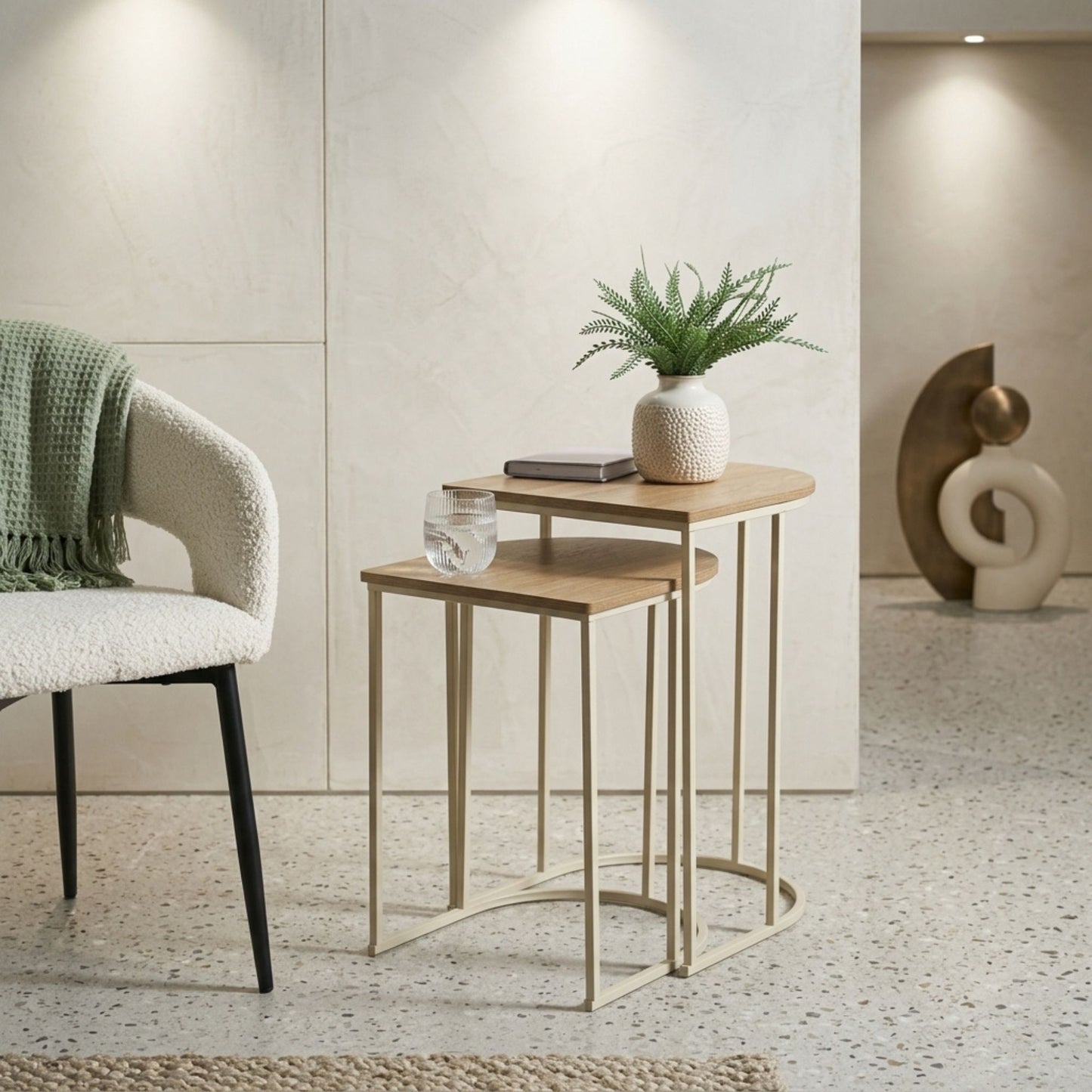 Nest of Tables Oak Effect Coffee and End Tables Space Saving