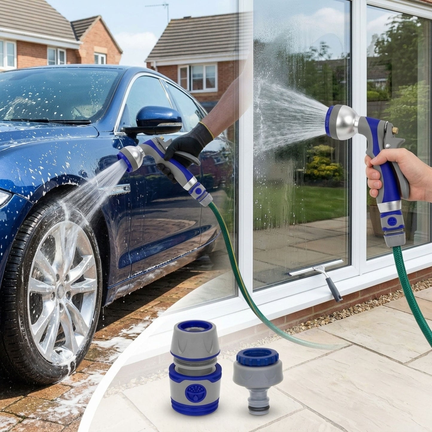 Heavy Duty Hose Spray Gun Set – 7 Function Watering Nozzle Kit