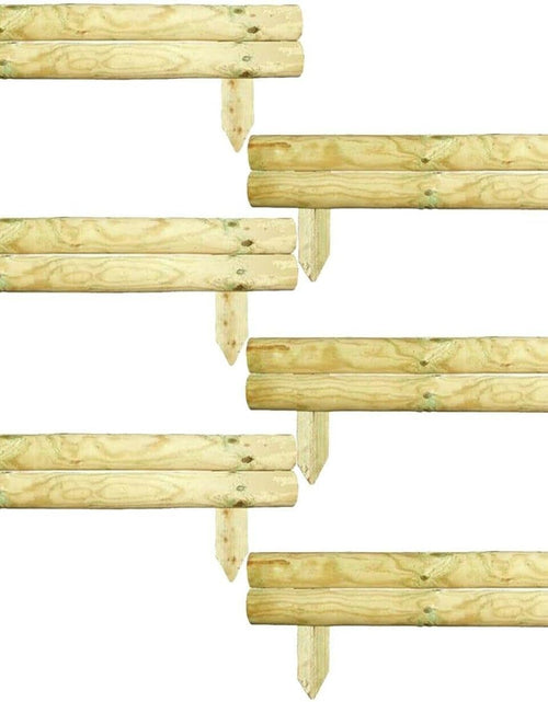 Load image into Gallery viewer, AAMEN 2 Bar Wooden Border Edging,Fixed Picket Fence Edging, Lawn Edging Border, Horizontal Log Roll Border Edging Ideal for Flowerbeds, Small Boundary Fencing(H 14 x W 100 x D 7 cm)
