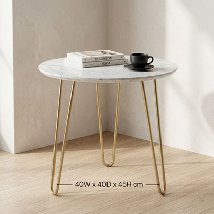 Modern Marble Coffee Table with Gold Hairpin Legs