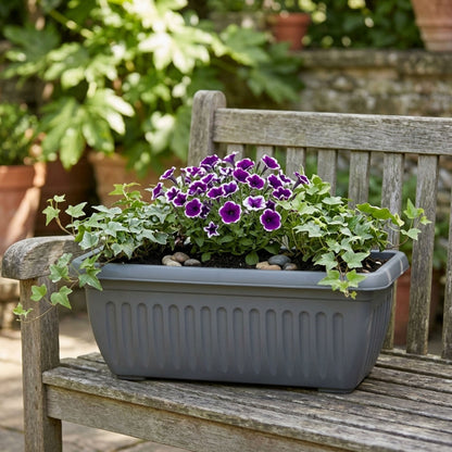 Large Trough Athens Trough Planter 70cm Grey | Plastic Window Box Garden Pot