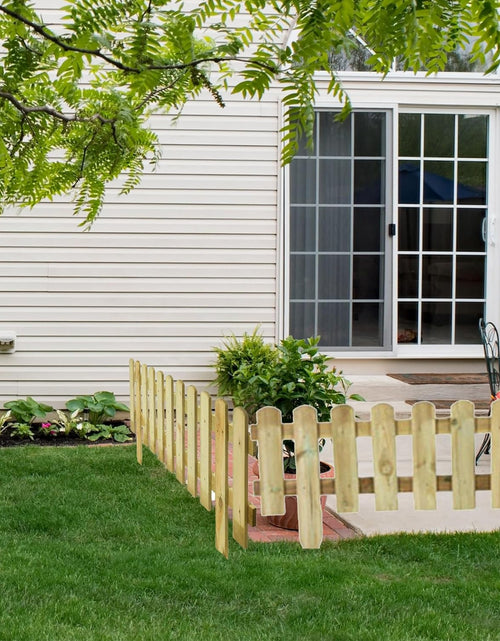 Load image into Gallery viewer, AAMEN Wooden Freestanding Picket Fence Panels – Natural Wood Decorative Garden Edging for Patios, Guest Houses &amp; Outdoor Spaces
