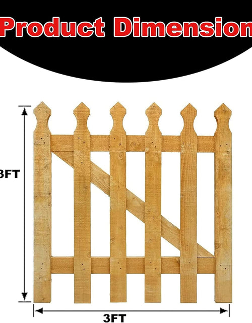 Load image into Gallery viewer, 3x3ft Wooden Garden Gate, Picket Garden Wood Timber Gate, Round Top Picket Garden Gate, Decorative Garden Wicket Gate, Outdoor Wooden Stair Gate, Golden Brown Swing Gates-(90x4.5x87cm)

