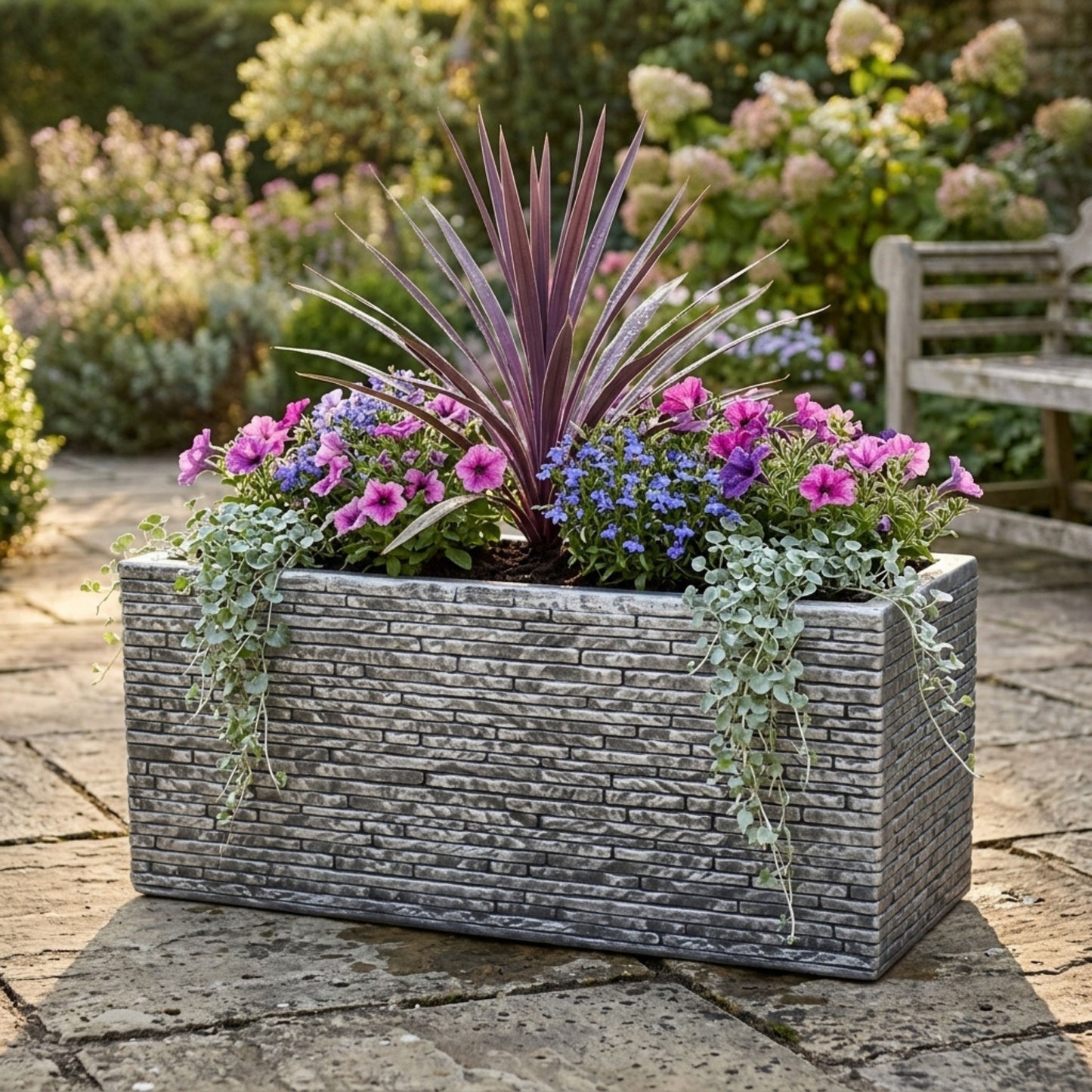Slate Brick Effect Garden Planter Trough