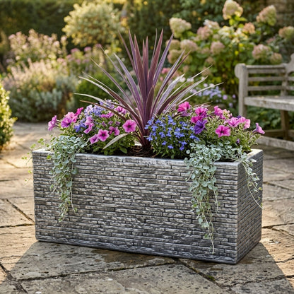 Slate Brick Effect Garden Planter Trough