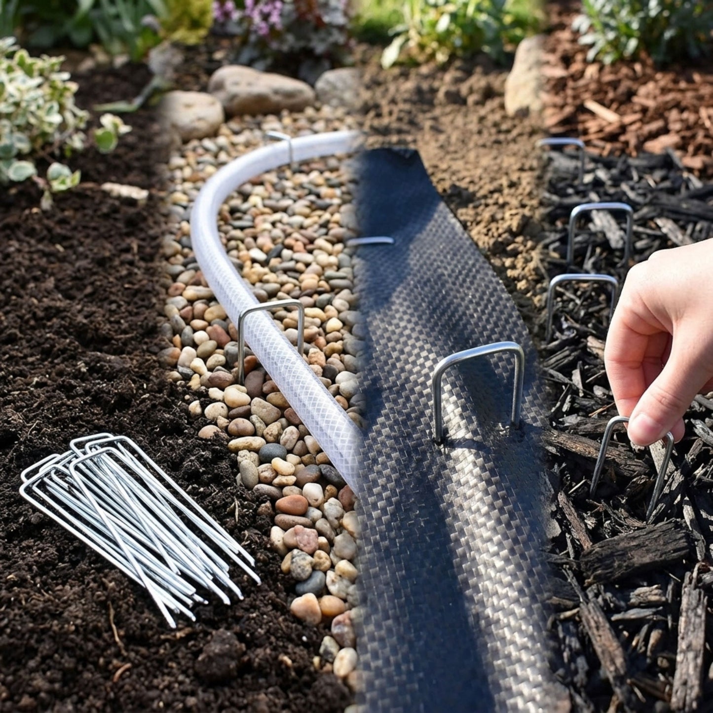U-Shaped Garden Staples and Ground Hooks - 6 Pack