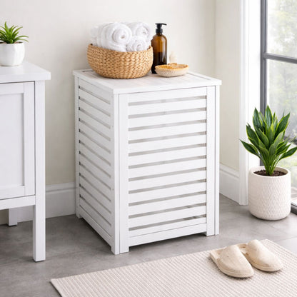 Large Bamboo Laundry Basket with Removable Liner Bag