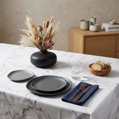 Rectangular Waterproof Tablecloth Grey Marble Print