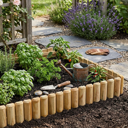 Wooden Edge Log Garden Lawn Border Edging Panel