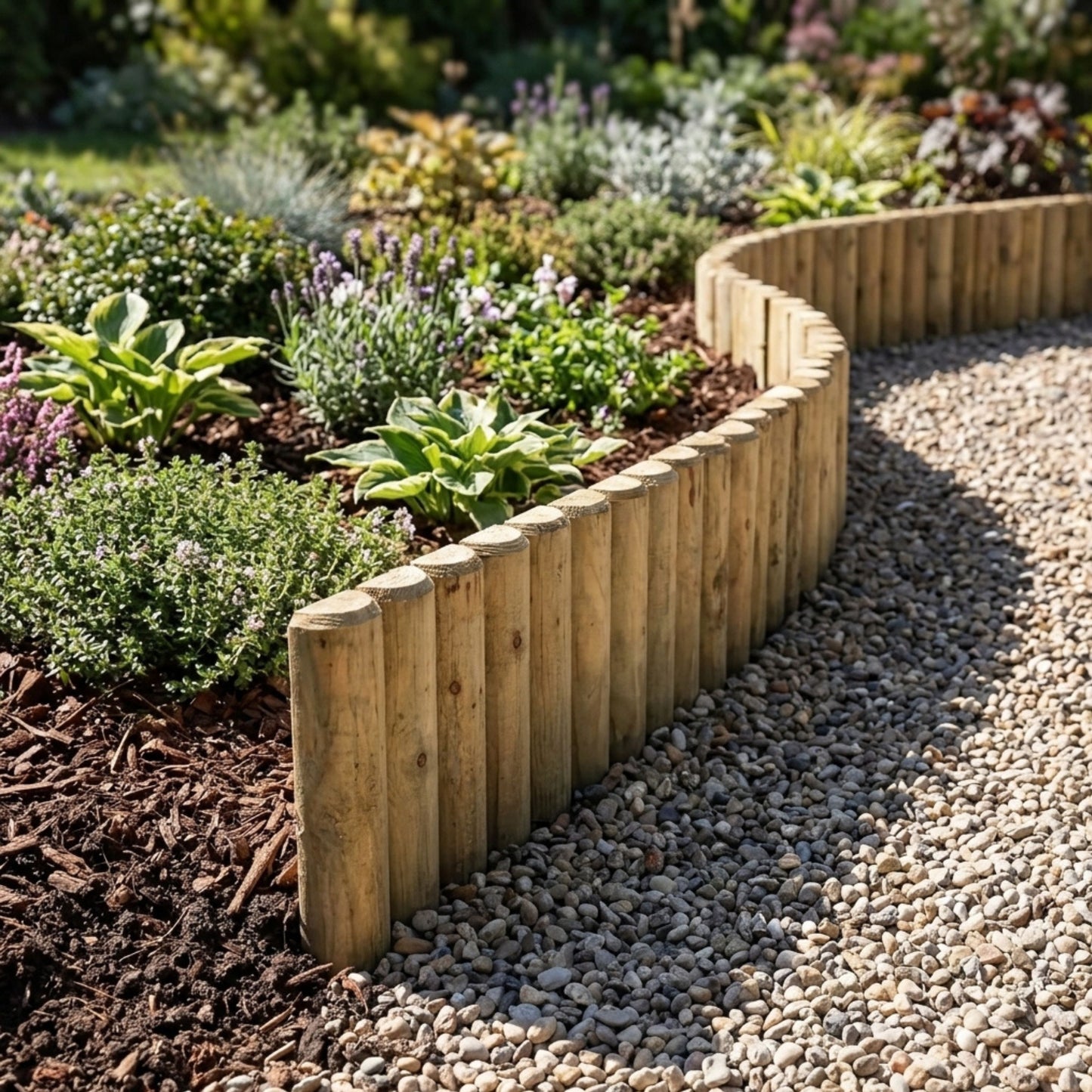 Wooden Garden Border Fence and Log Edging Board