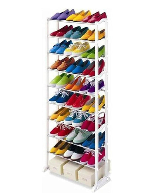 Load image into Gallery viewer, AAMEN 10 Tier Stackable Shoe Rack, Metal Shoe Rack Storage Organiser, Freestanding Shelves Organizer for Closet Hallway Bathroom Living Room 40Pairs Storage, (H141 x W25 x L72cm)
