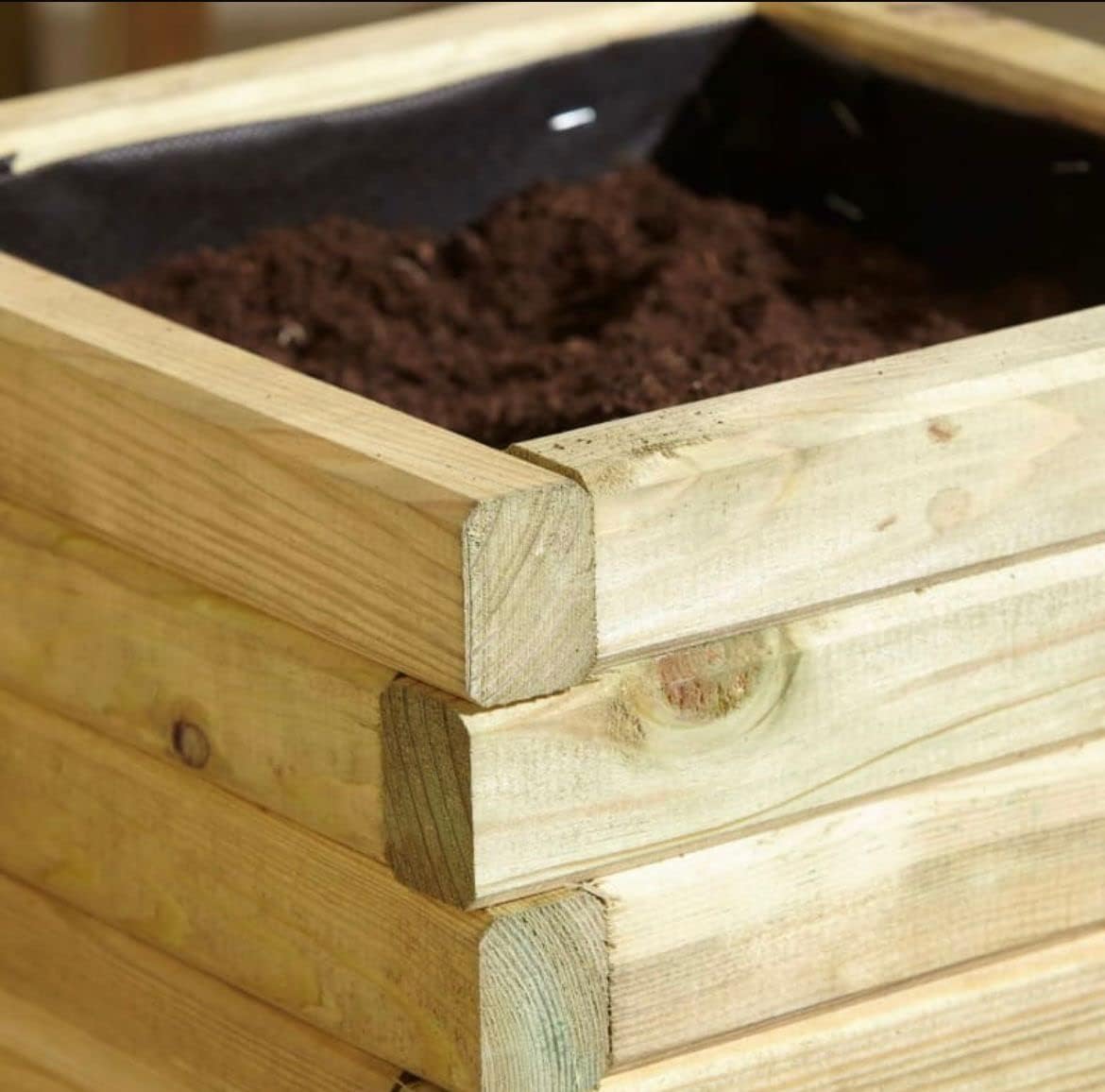 AAMEN Square Wooden Planter Box – Natural Timber Finish, Durable Hardwood for Outdoor Gardens & Patios