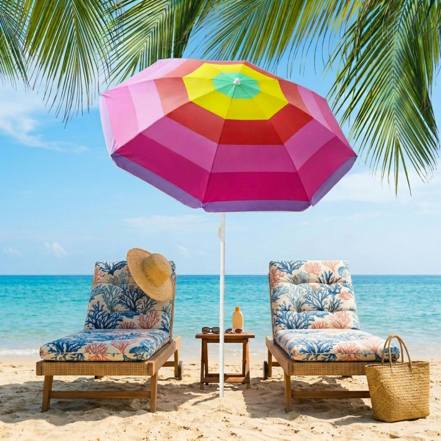 Summer Portable Beach Umbrella with UV Lining