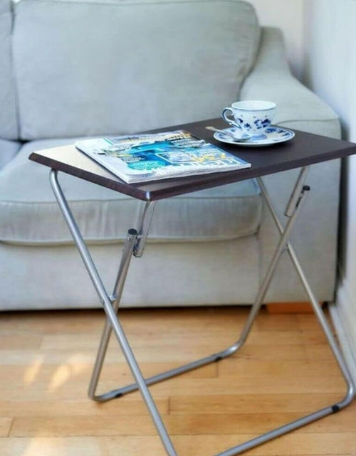 Load image into Gallery viewer, Wooden Folding Snack &amp; Laptop Table – Portable, Multi-Purpose Tray Table for Home &amp; Outdoor Use (Natural Wood Finish, 19.09&quot; x 14.57&quot; x 26&quot;)
