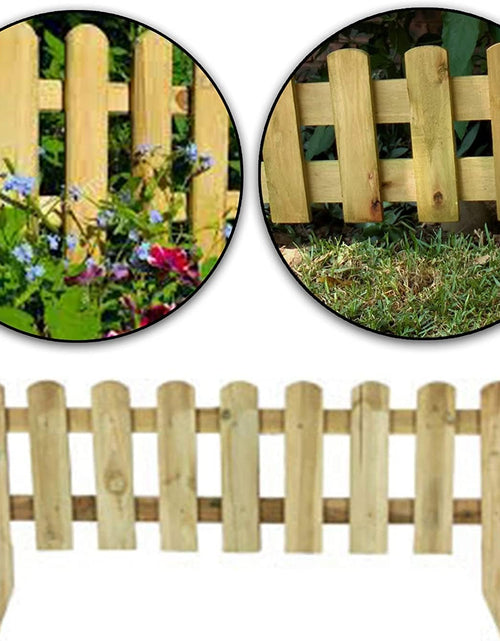 Load image into Gallery viewer, AAMEN 4-Pcs Wooden Picket Fence Panels – Freestanding Decorative Garden Border, Natural Wood Lawn Edging (120 x 3 x 30cm Approx.)
