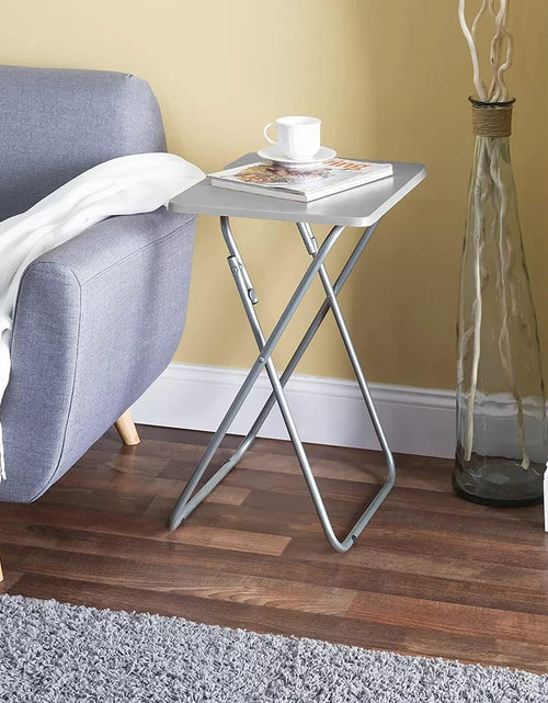 Load image into Gallery viewer, Wooden Folding Snack &amp; Laptop Table – Portable, Multi-Purpose Tray Table for Home &amp; Outdoor Use (Natural Wood Finish, 19.09&quot; x 14.57&quot; x 26&quot;)
