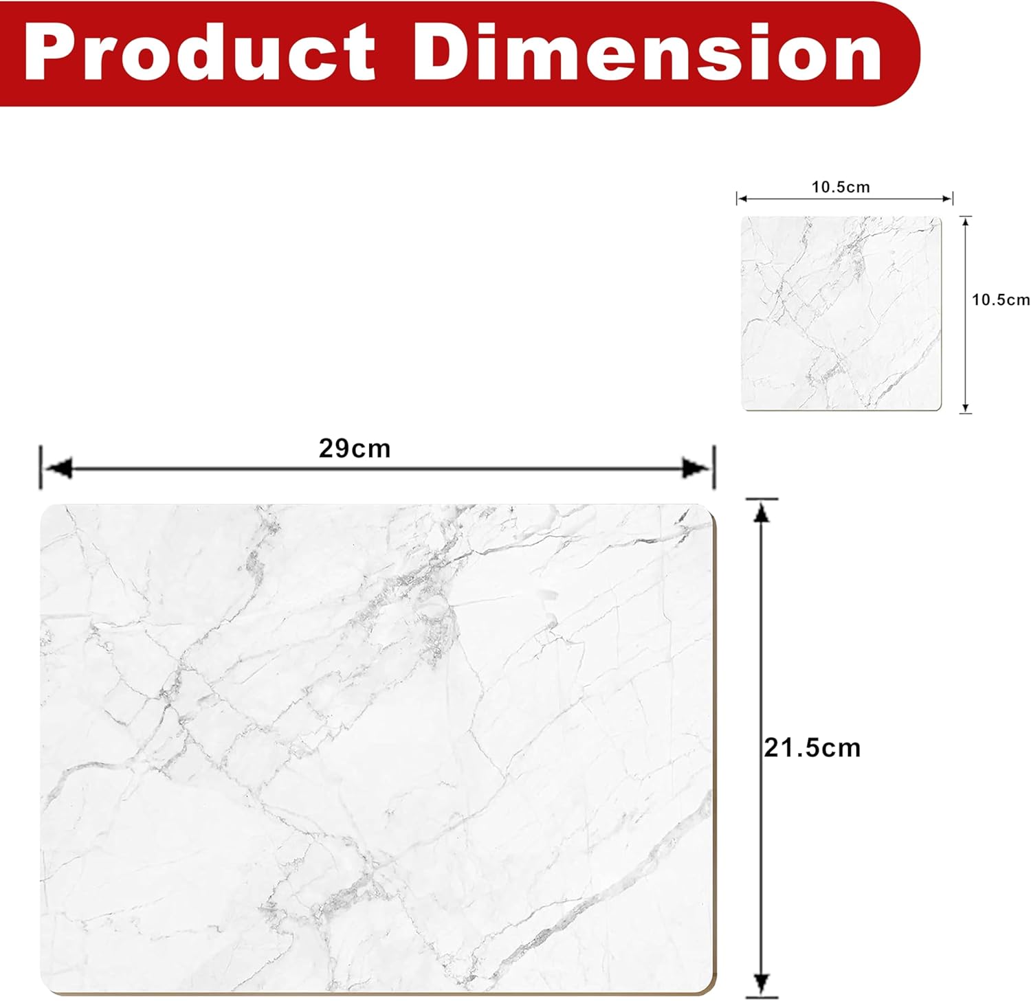 AAMEN 8-Piece Heat Resistant Cork Table Mats – Marble Placemats & Coasters Set