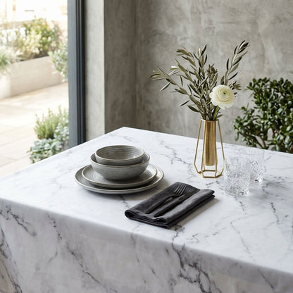 Rectangular Waterproof Tablecloth Grey Marble Print