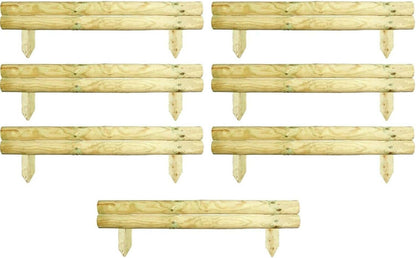 AAMEN 2 Bar Wooden Border Edging,Fixed Picket Fence Edging, Lawn Edging Border, Horizontal Log Roll Border Edging Ideal for Flowerbeds, Small Boundary Fencing(H 14 x W 100 x D 7 cm)