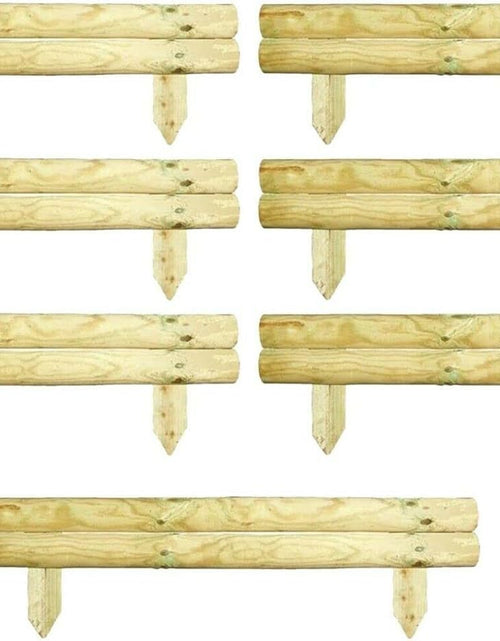 Load image into Gallery viewer, AAMEN 2 Bar Wooden Border Edging,Fixed Picket Fence Edging, Lawn Edging Border, Horizontal Log Roll Border Edging Ideal for Flowerbeds, Small Boundary Fencing(H 14 x W 100 x D 7 cm)
