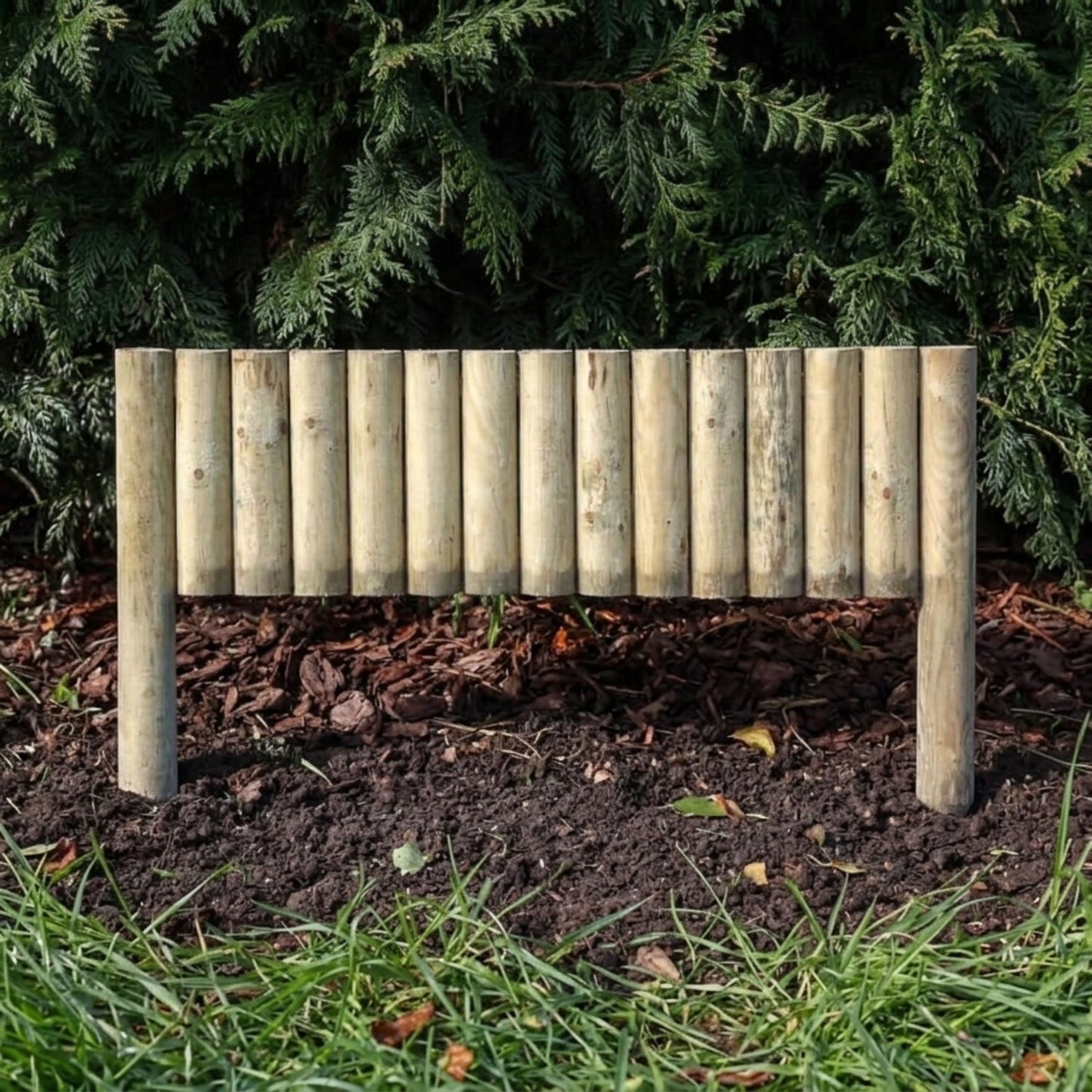 Wooden Garden Border Fence and Log Edging Board