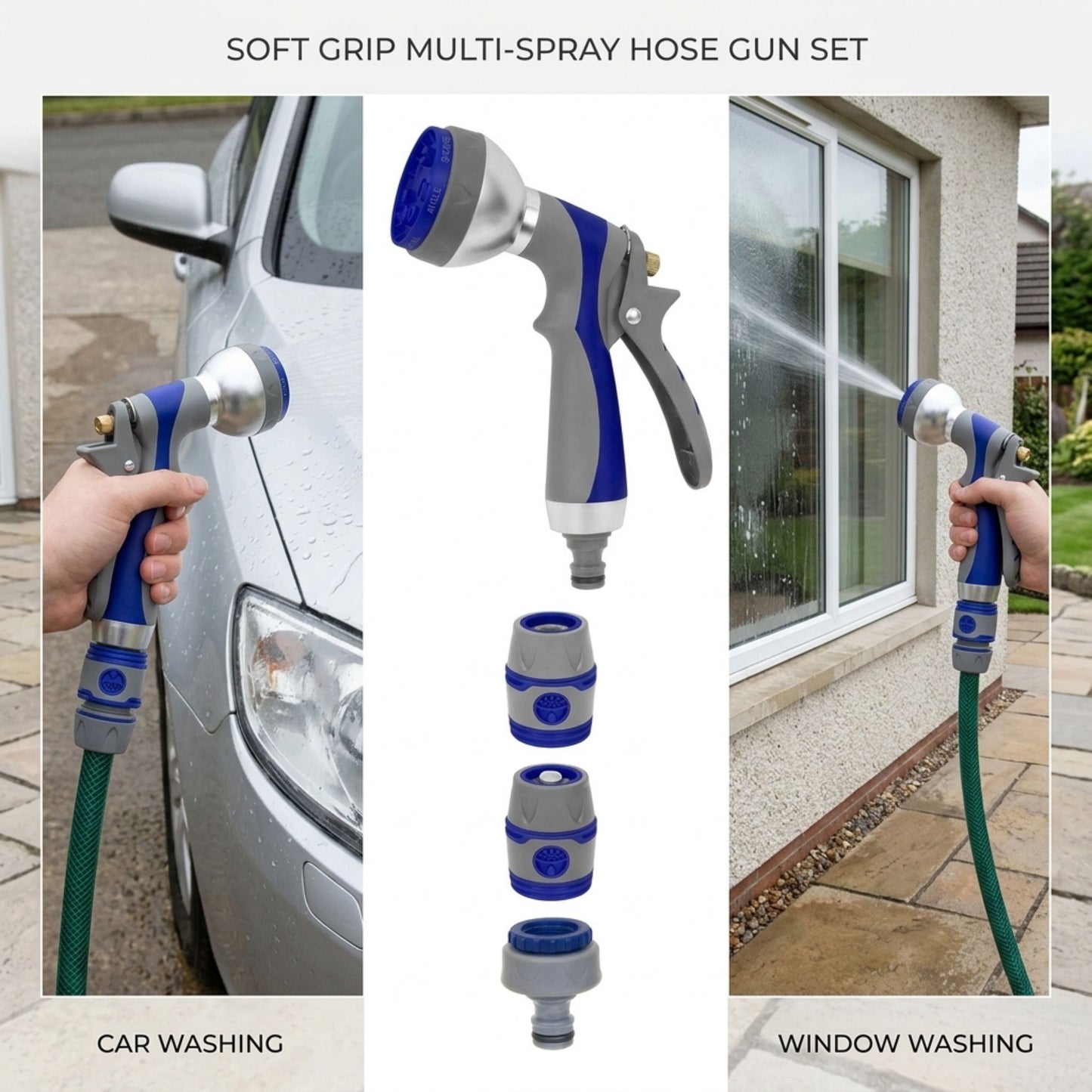 Heavy Duty Hose Spray Gun Set – 7 Function Watering Nozzle Kit