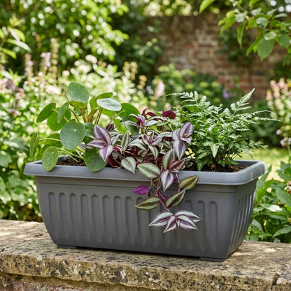 Large Trough Athens Trough Planter 70cm Grey | Plastic Window Box Garden Pot