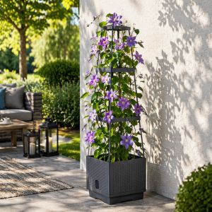 Tomato Planter Box Trellis Attached 105cm Self Watering Garden Vegetable Pot