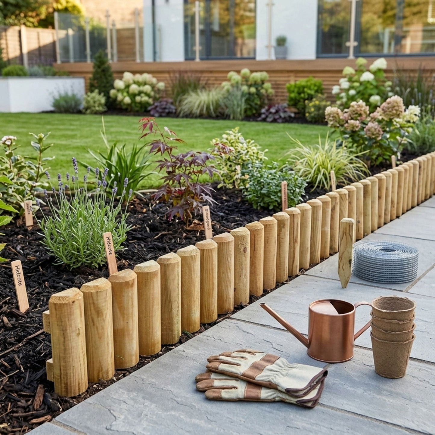 Wooden Edge Log Garden Lawn Border Edging Panel