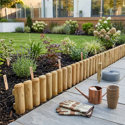 Wooden Edge Log Garden Lawn Border Edging Panel