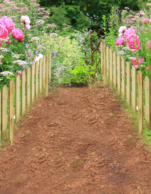 Load image into Gallery viewer, AAMEN Wooden Freestanding Picket Fence Panels – Natural Wood Decorative Garden Edging for Patios, Guest Houses &amp; Outdoor Spaces
