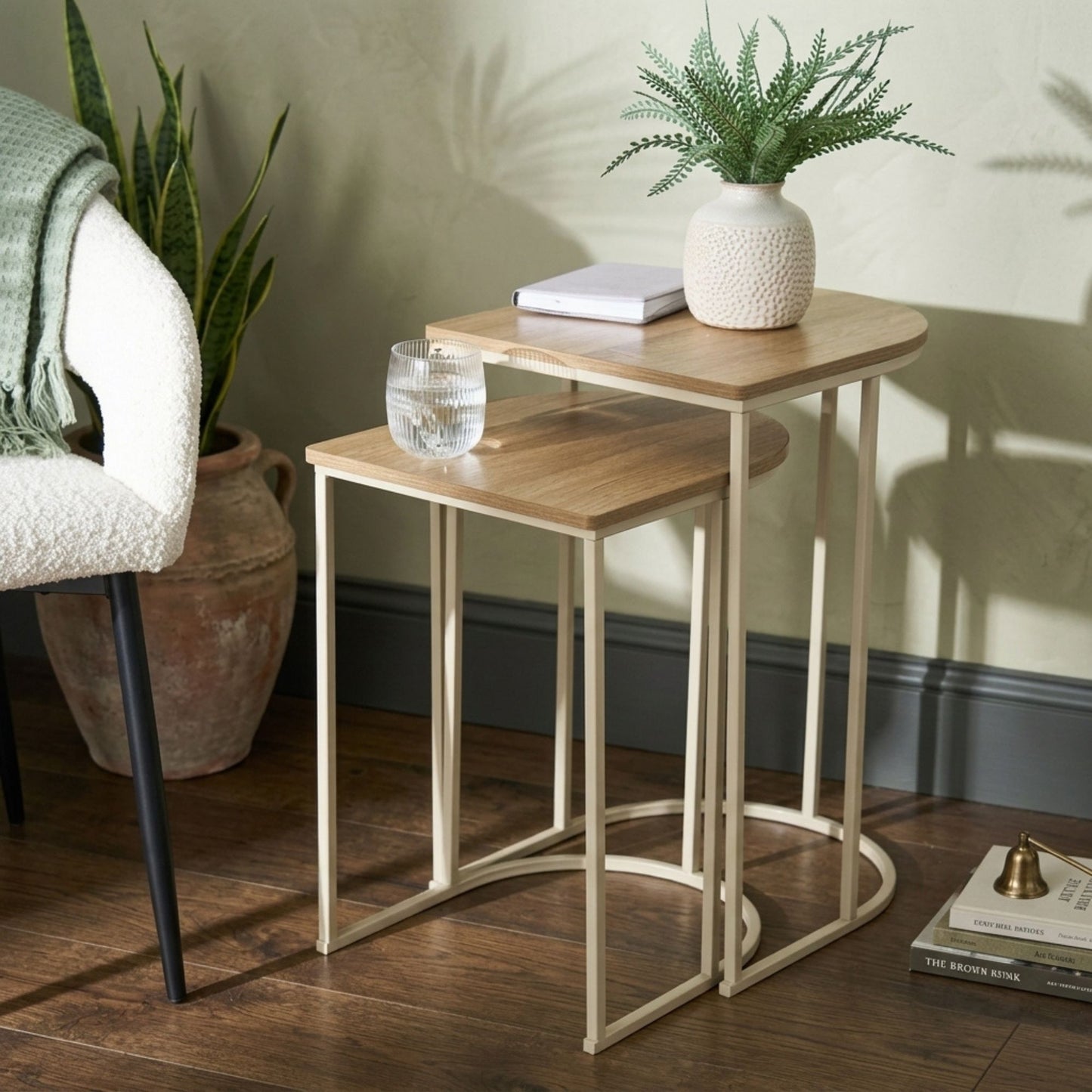 Nest of Tables Oak Effect Coffee and End Tables Space Saving