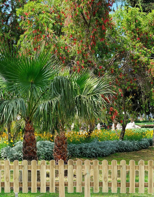Load image into Gallery viewer, AAMEN 4-Pcs Wooden Picket Fence Panels – Freestanding Decorative Garden Border, Natural Wood Lawn Edging (120 x 3 x 30cm Approx.)
