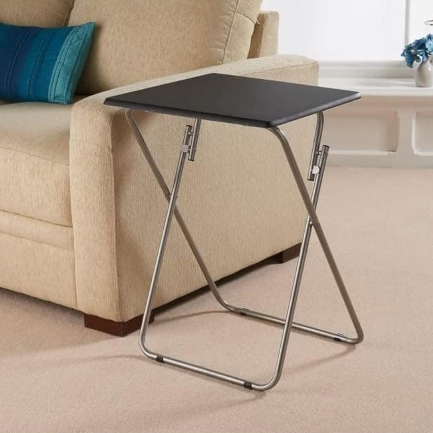 Wooden Folding Snack & Laptop Table – Portable, Multi-Purpose Tray Table for Home & Outdoor Use (Natural Wood Finish, 19.09" x 14.57" x 26")