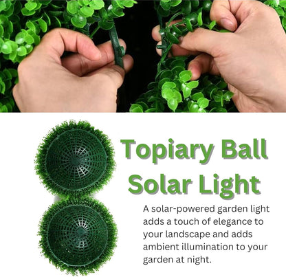 AAMEN 26cm Solar Topiary Ball – Hanging Artificial Plant with Warm White LED for Garden Decor
