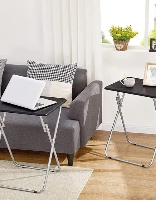 Load image into Gallery viewer, Wooden Folding Snack &amp; Laptop Table – Portable, Multi-Purpose Tray Table for Home &amp; Outdoor Use (Natural Wood Finish, 19.09&quot; x 14.57&quot; x 26&quot;)
