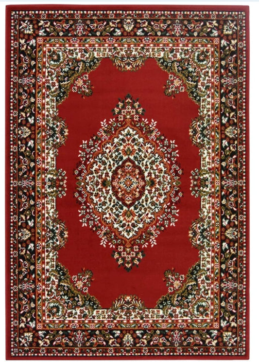 Traditional Oriental Area Rug, Red with Medallion Pattern, 160 x 230 cm