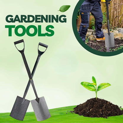 AAMEN Heavy-Duty Garden Spade – Ergonomic Carbon Steel Border Shovel with Plastic D-Handle – Outdoor Digging Tool for Planting, Landscaping & Edging – 92cm Grey Fencing Spade