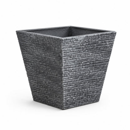 32cm Grey Slate Effect Square Planter for Patio & Garden