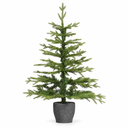 120cm Green Pine Potted Christmas Tree with Stone Effect Base