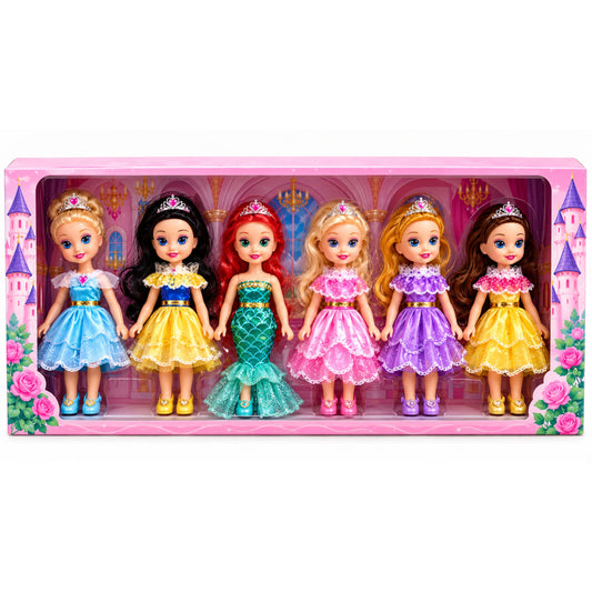 AAMEN 6-Piece Little Royal Princess Doll Set